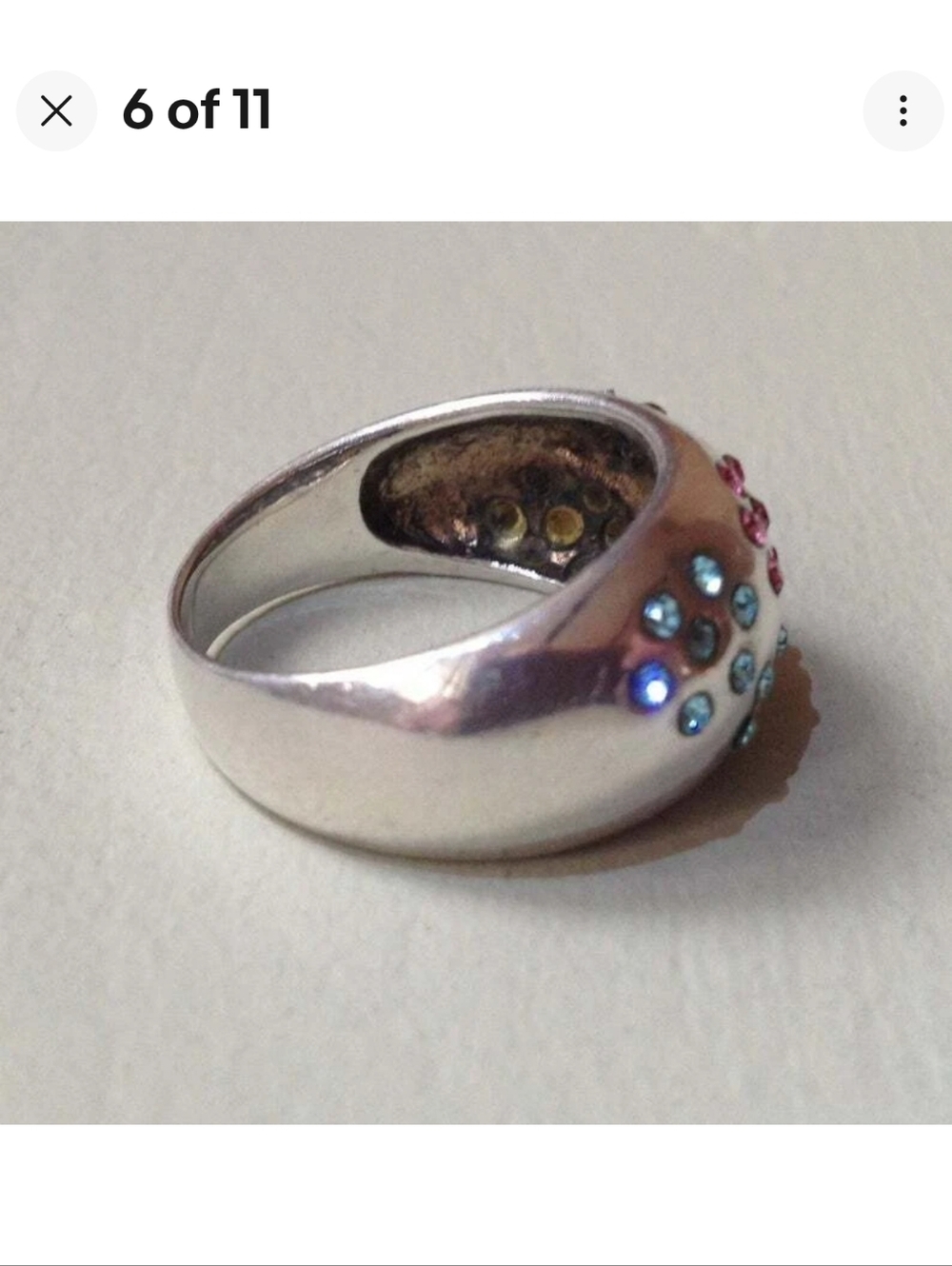 DAVID SIGAL FLORAL GEMSTONE STERLING SILVER DOME RING - Picture 6 of 10